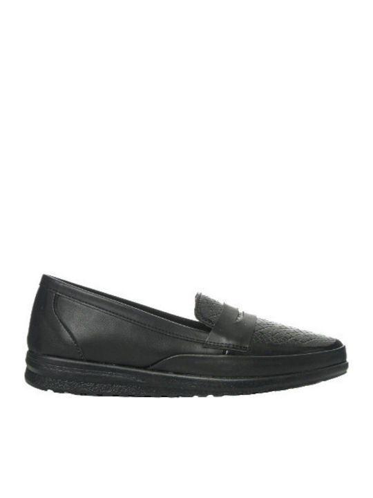 Leder Damen Mokassins in Schwarz Farbe