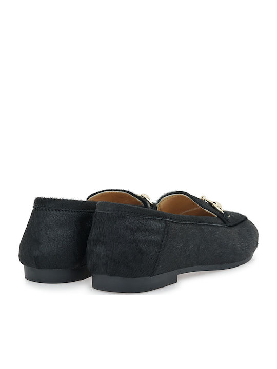 Leather Women's Loafers in Black Color