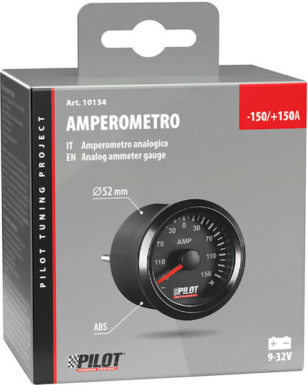 Ammeter Analog Black White Light Black Analogue Series 9-32v 52mm Lampa L1013.4