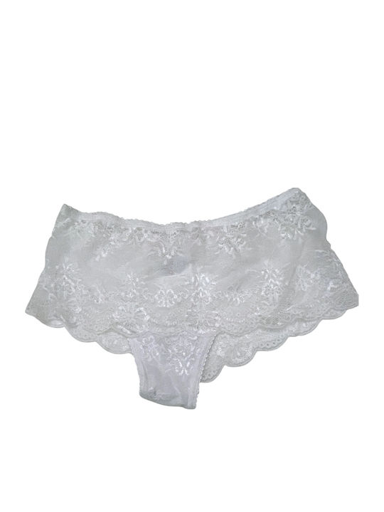 Women's Boxer with Lace White