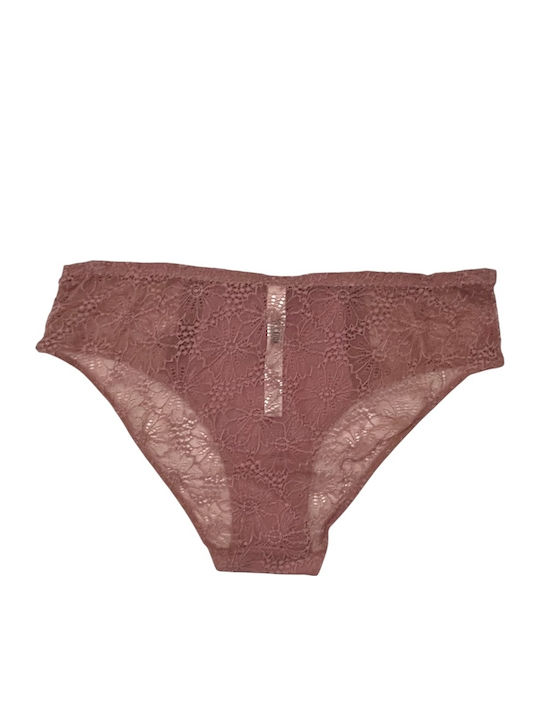 Damen Slip mit Spitze Dark Pink