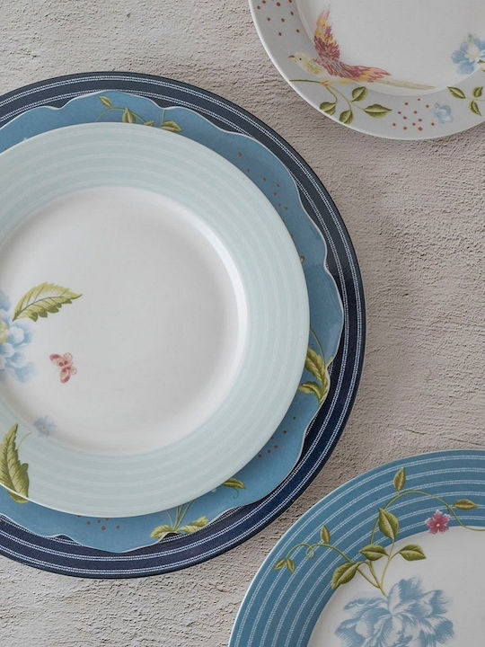 Laura Ashley Seaspray Uni Serving Plate Shallow Porcelain Blue with Diameter 24.5cm