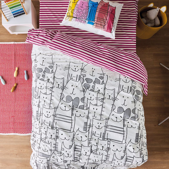 Kentia Zuzu Set Kids Duvet Cover Single with Pillowcase Cotton White 165x245cm