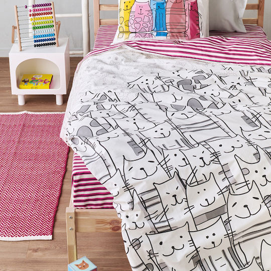 Kentia Zuzu Set Kids Duvet Cover Single with Pillowcase Cotton White 165x245cm