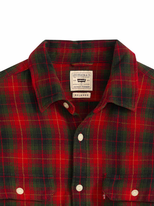 Jackson Worker Μακρυμάνικo Φανελένιο Overshirt Καρό Γκρι