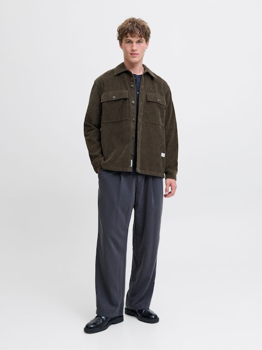 Μακρυμάνικo Βαμβακερό Overshirt Black Olive