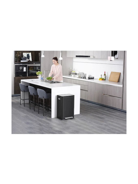 Eko X-Cube VB 936840 Κάδος Ανακύκλωσης από Ανοξείδωτο Ατσάλι με Πεντάλ Μαύρος 40lt