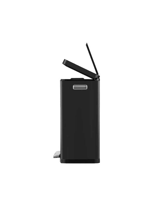 Eko X-Cube VB 936840 Κάδος Ανακύκλωσης από Ανοξείδωτο Ατσάλι με Πεντάλ Μαύρος 40lt