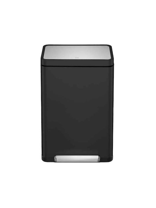 Eko X-Cube VB 936840 Κάδος Ανακύκλωσης από Ανοξείδωτο Ατσάλι με Πεντάλ Μαύρος 40lt