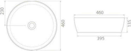 Cerastyle Επικαθήμενος Νιπτήρας Πορσελάνης 46x46x13.5cm Μαύρο Ματ