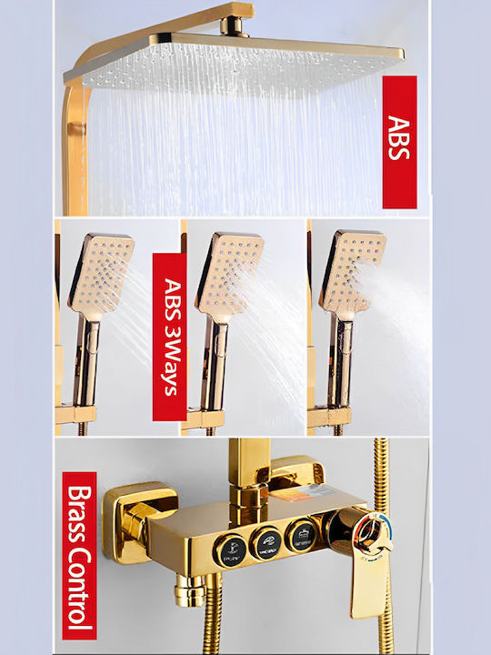 Adjustable Shower Column with Mixer Gold