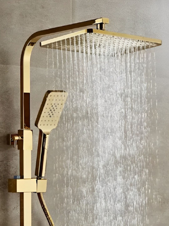 Adjustable Shower Column with Mixer Gold