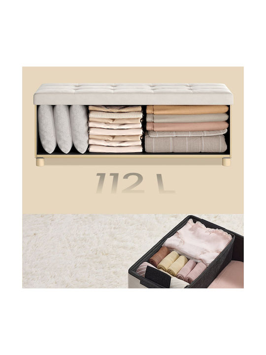 Songmics Stoff-Tabouret Mit Stauraum Beige 110x38x40cm