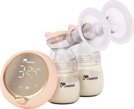 Momini MilkySilky Ηλεκτρικό Διπλό Θήλαστρο Μπαταρίας Χωρίς BPA Ροζ 180ml