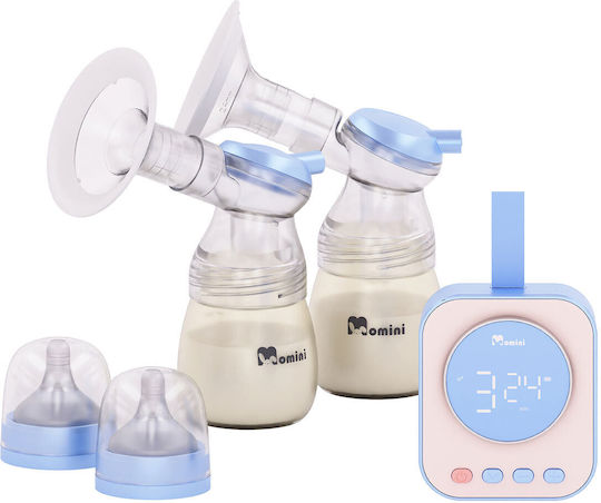 Momini TwinPump Ηλεκτρικό Διπλό Θήλαστρο Μπαταρίας Χωρίς BPA Ροζ 180ml
