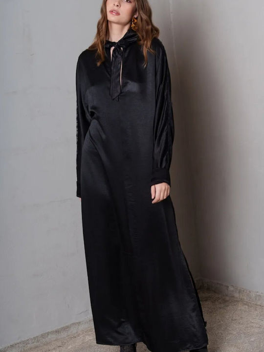 Maxi Evening Dress Satin Black