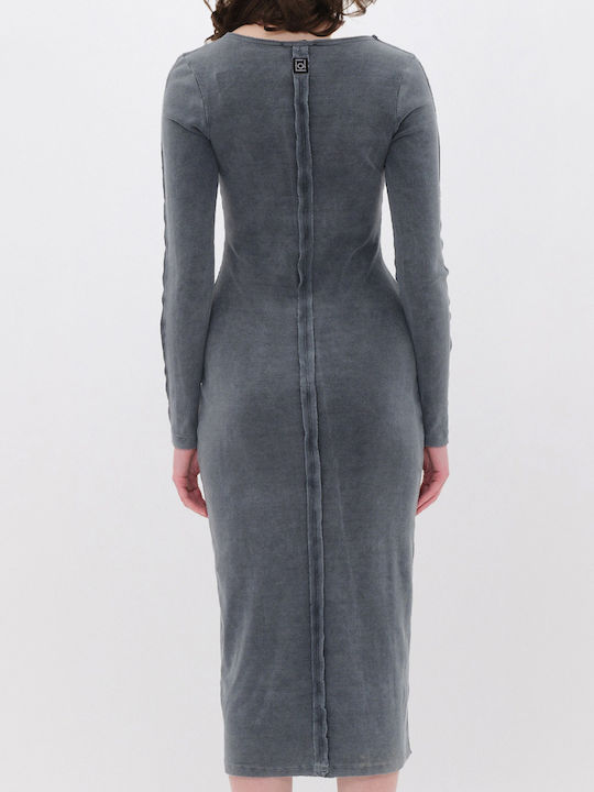 Midi Dress Knitted Vintage Grey