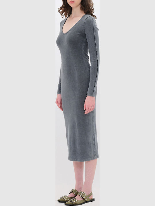 Midi Dress Knitted Vintage Grey