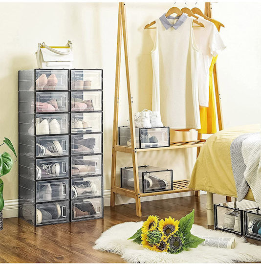 Plastic Shoe Storage Case in Black Colour 33.3x23x14cm 18 Pieces