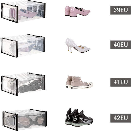 Plastic Shoe Storage Case in Black Colour 33.3x23x14cm 18 Pieces