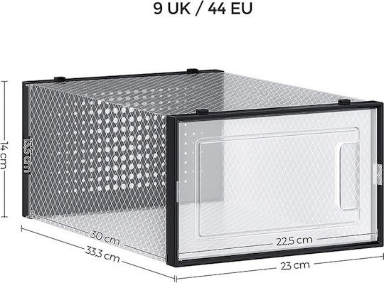 Plastic Shoe Storage Case in Black Colour 33.3x23x14cm 18 Pieces