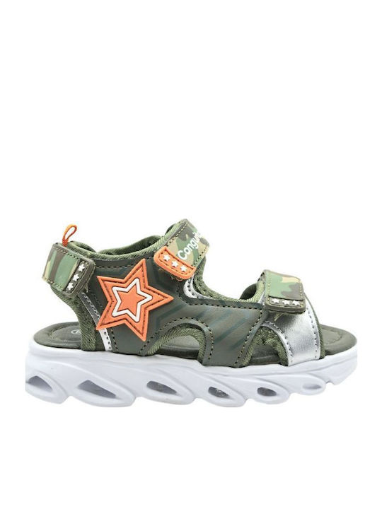 Kids' Sandals Anatomic with Velcro & Lights Khaki-Orange