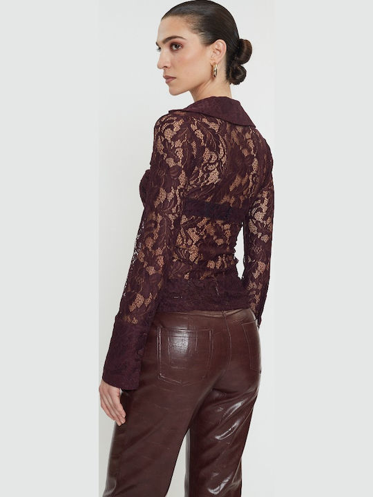 Women's Long Sleeve Shirt Burgundy