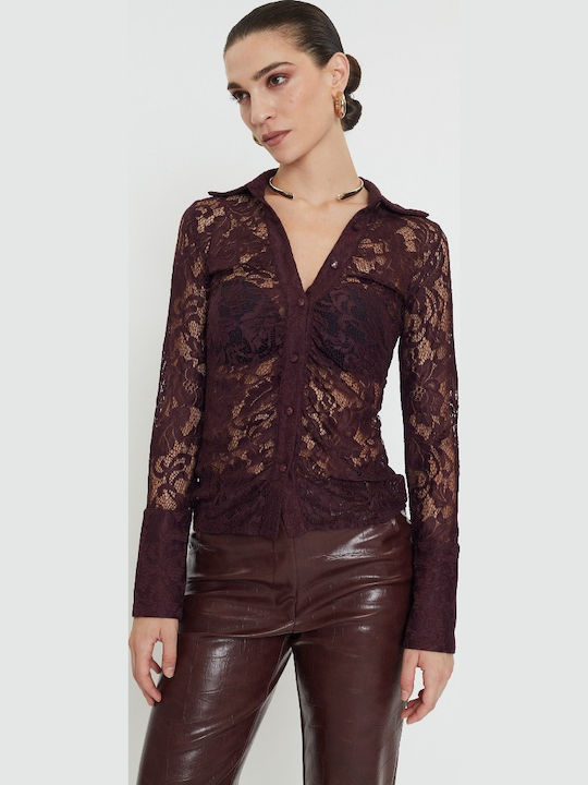 Women's Long Sleeve Shirt Burgundy