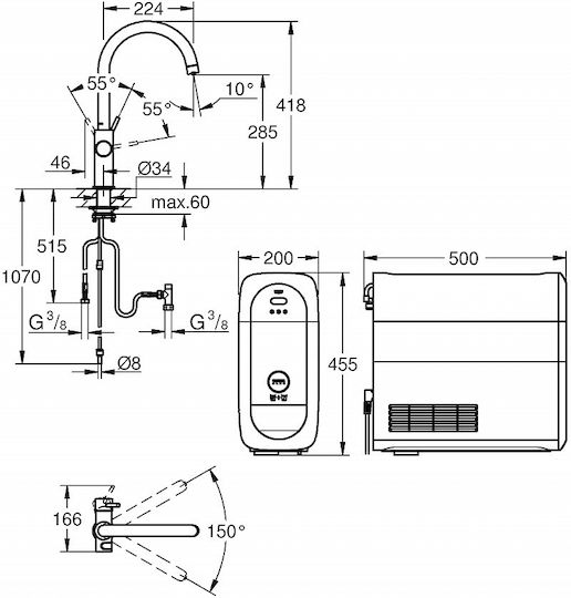 Grohe Water Filtration System Single Countertop with Faucet 31455AL1