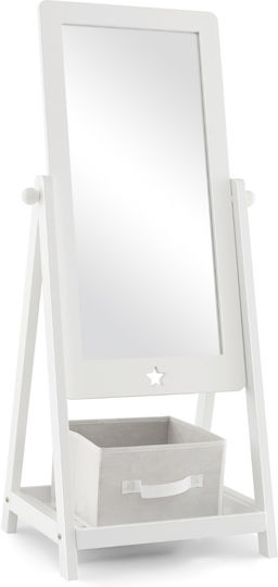 Children's Floor Mirror Full Length Storage Space 360° Rotation 45 X 40 X 112 Cm White Hy10302wh Costway