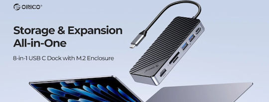 Orico 8-in-1 USB-C Docking Station με HDMI 4K PD Ethernet Μαύρο
