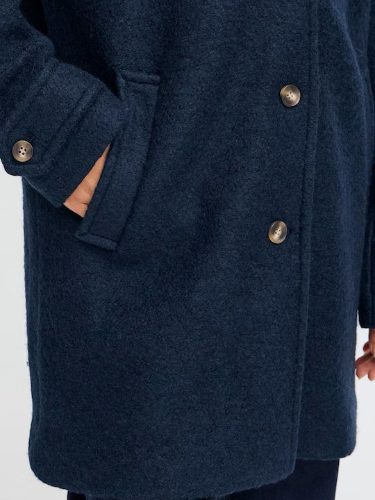 Din lână Femeie Dark Navy Palton