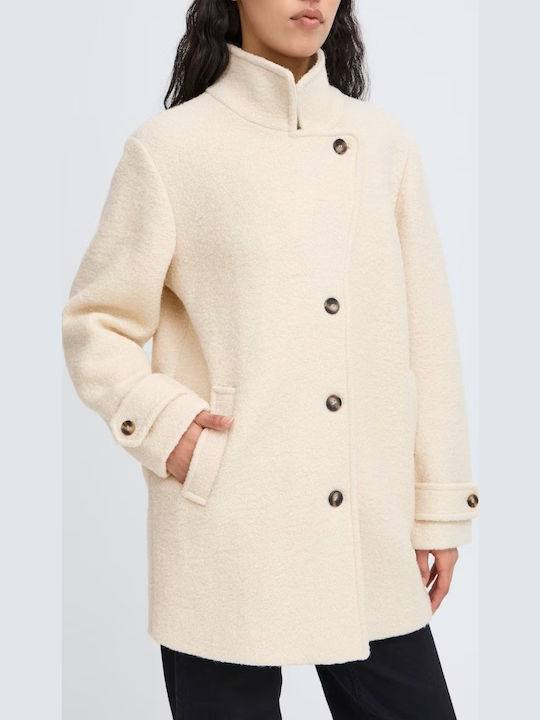 Wolle Damen Almond Milk Mantel