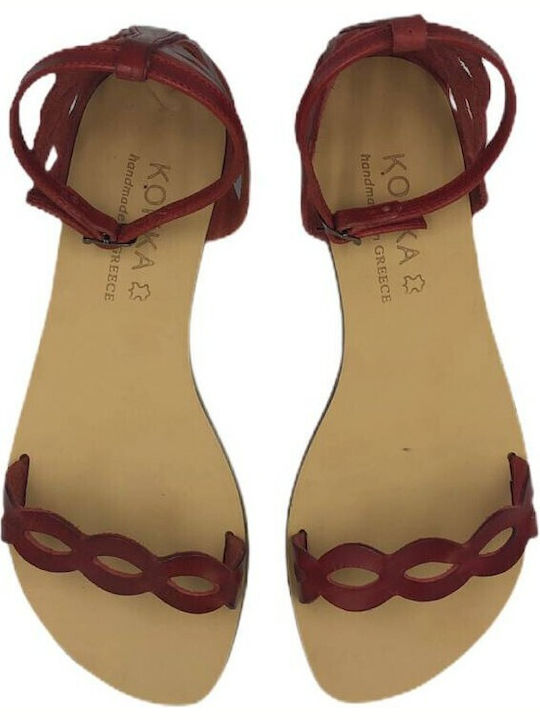 Women's Flat Sandals in Red Color