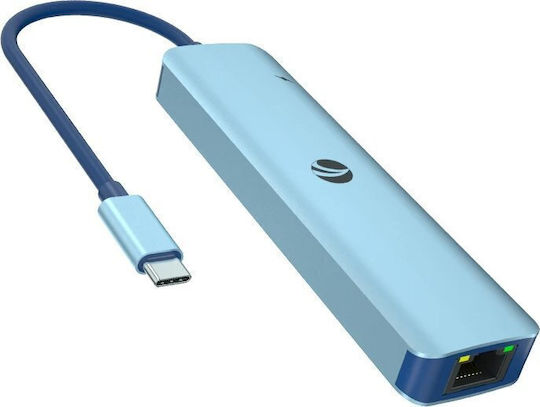 VCOM 6-in-1 USB-C Docking Station with HDMI 4K PD Ethernet Blue