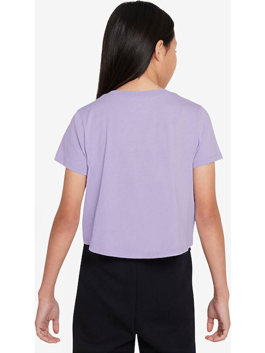 Kids' Crop Top Short Sleeve Purple Sportswear Crop Futura