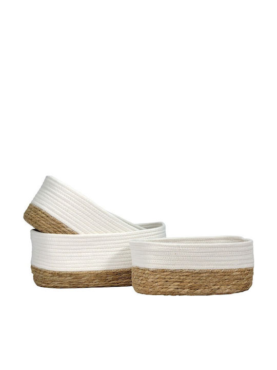 Viosarp Coș Decorativ Din Paie Alb 32x21x13 cm