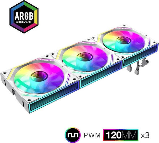 GameMax FN12A-S3I Case Fan 120mm με RGB Φωτισμό 3τμχ Λευκό