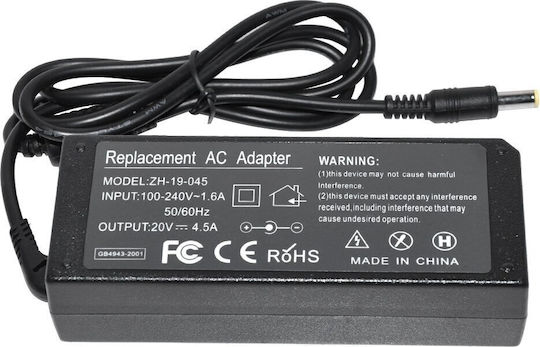 Power Supply Replacement Lenovo Ideapad Laptops B560 B570 G570 G575 G580 G585 G770 G780 N580 N585 N586 P500 S400 S405 U310 U410 Y400 Y480 Y420p Y500 Z580 P400 S100 S205 S415 U260 U510 Z380 Z470 Z480 Z585 Z360 Z500 20v/4.5a 90w 5.5 X 2.5mm Jack