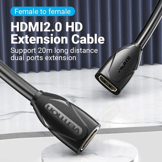 Vention HDMI 2.0 Premium High Speed 4K 60Hz HDR Cable HDMI female - HDMI female 0.5m Μαύρο