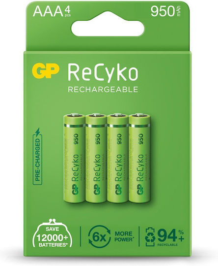 GP Recyko+ Rechargeable Batteries AAA 950mAh 4pcs 656.161uk