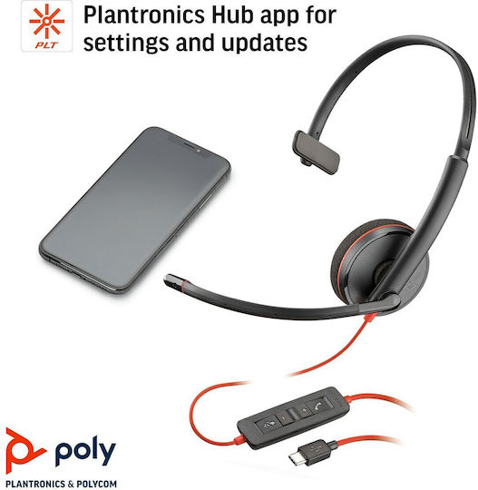 Poly Blackwire 3210 USB-C On Ear Multimedia Ακουστικά με μικρόφωνο