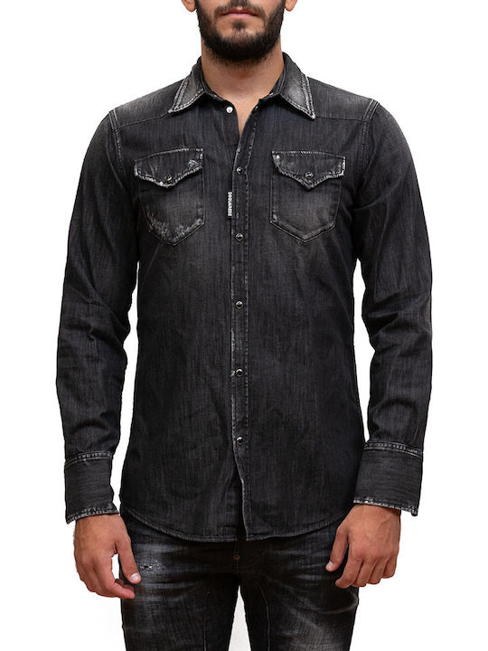 Classic Western Bumbac Cămașă Negru