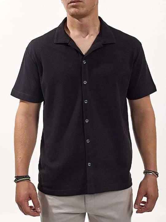 Short-sleeved Cotton Shirt Black