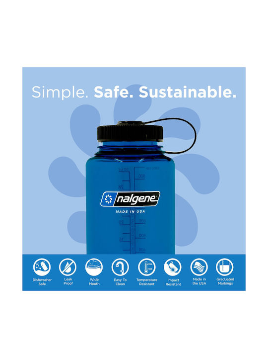 Nalgene Water Bottle Plastic 1000ml Blue