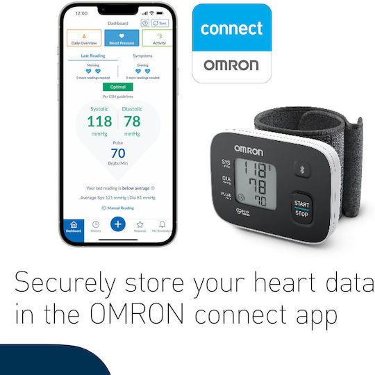 Omron RS3 Intelli IT Electronical Blood Pressure Monitor Wrist with Bluetooth HEM-6161T-D