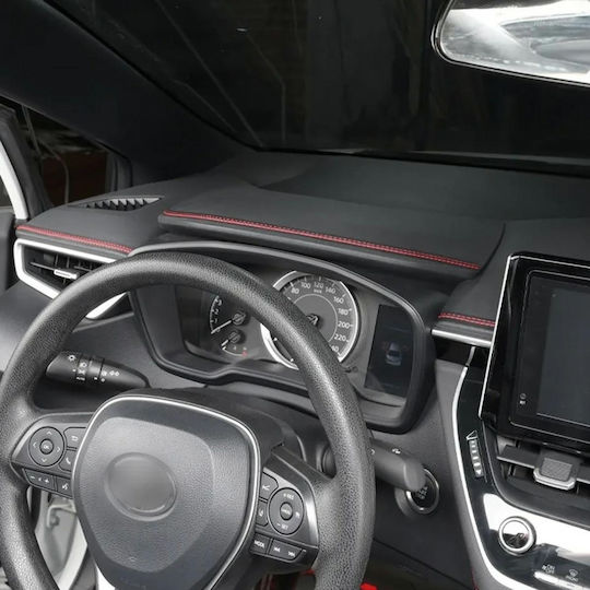 Decorative Strip Vehicle Interior 2m Long Made Faux Leather Black Color With Red Stitching