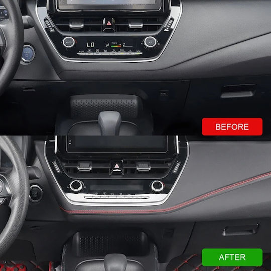 Decorative Strip Vehicle Interior 2m Long Made Faux Leather Black Color With Red Stitching