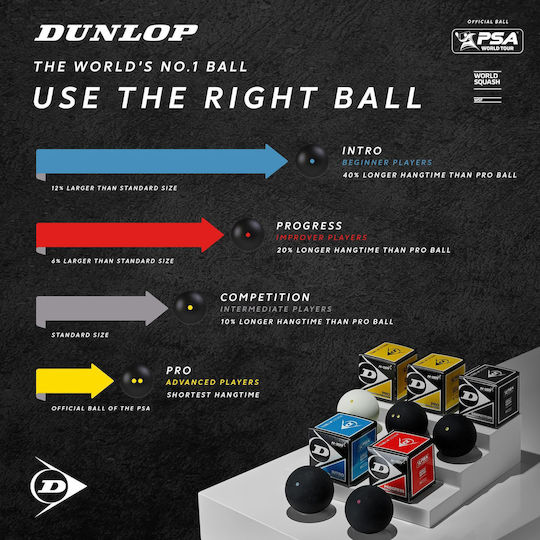 Dunlop Pro Double Squash Balls 3pcs