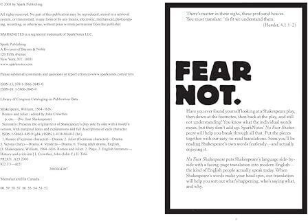 Romeo And Juliet: No Fear Shakespeare Side-by-side Plain English